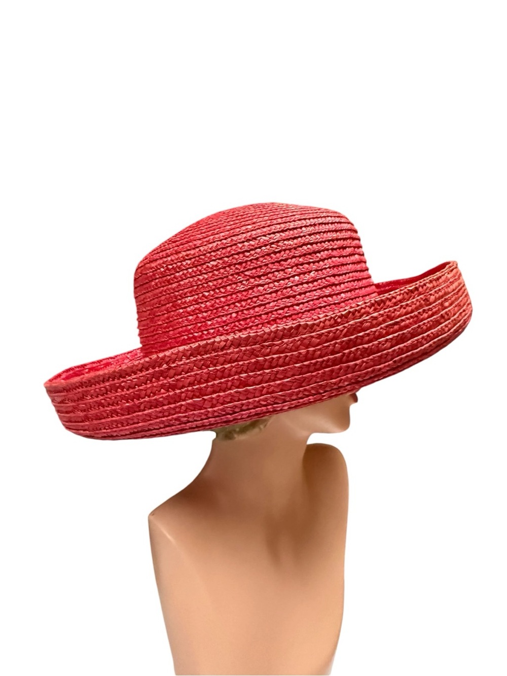 Vintage 80s Betmar Wide Brim Red Straw Sun Hat